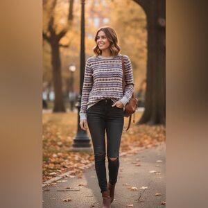 Abercrombie & Fitch Fair isle Multicolor Stripe Nordic Academia Preppy Sz M Casu